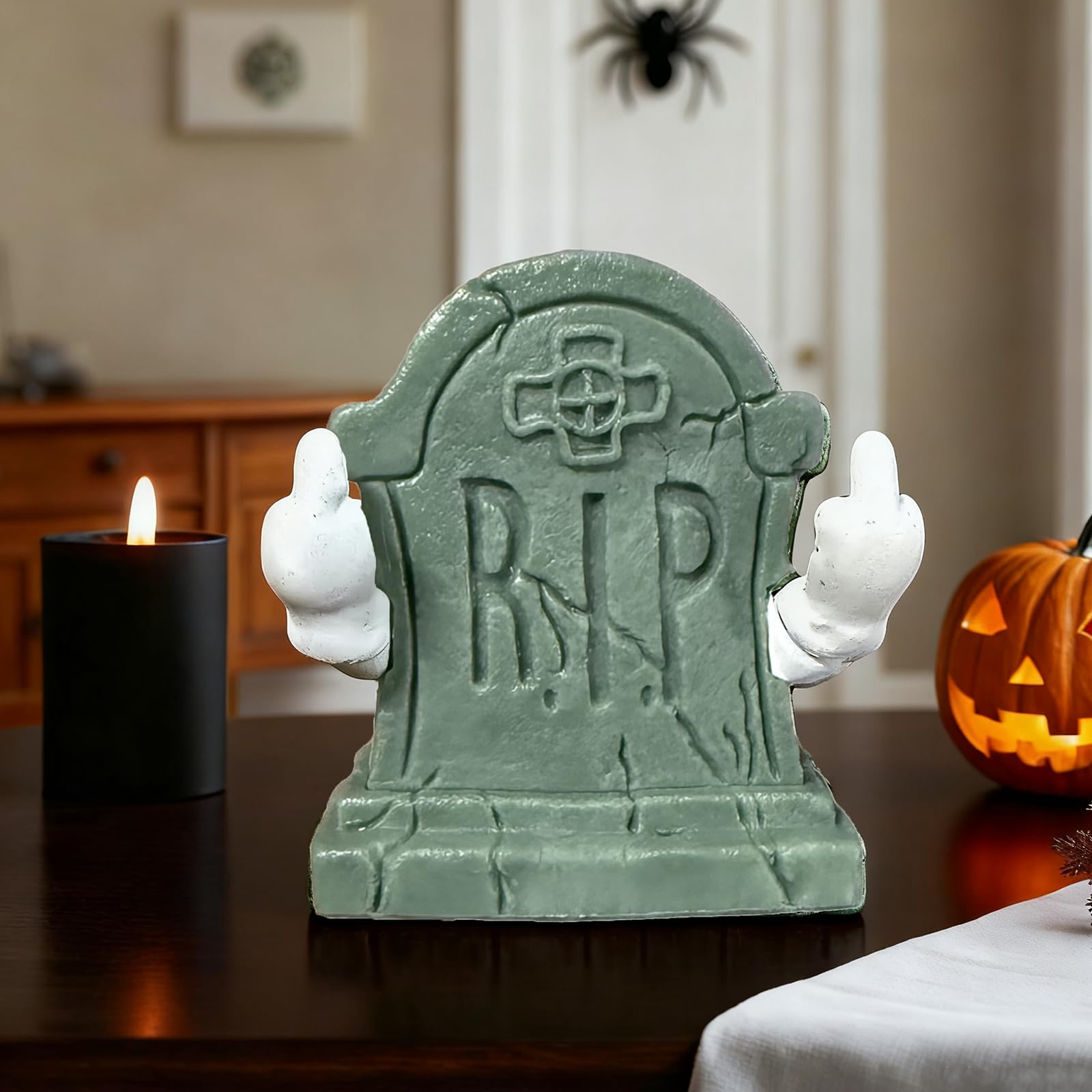 Halloween Ghost Figurine, Funny Glow in The Dark Spooky Resin Ghost with Pumpkin Basket Statue, Cute Decor for Halloween Decorations Indoor, Porch Indoor Home Decor Gifts